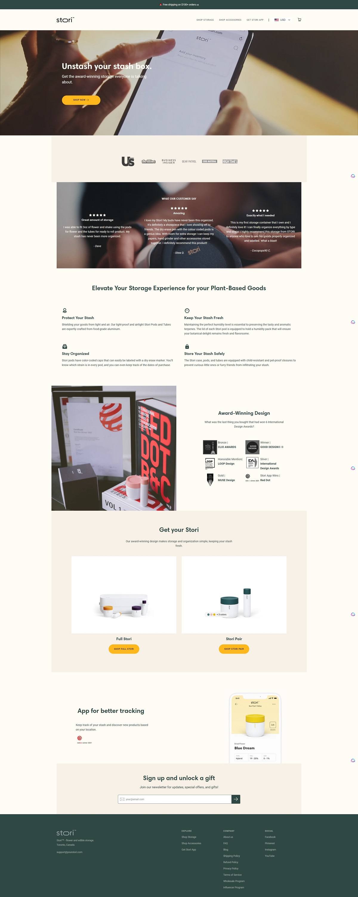 eCommerce website: Stori