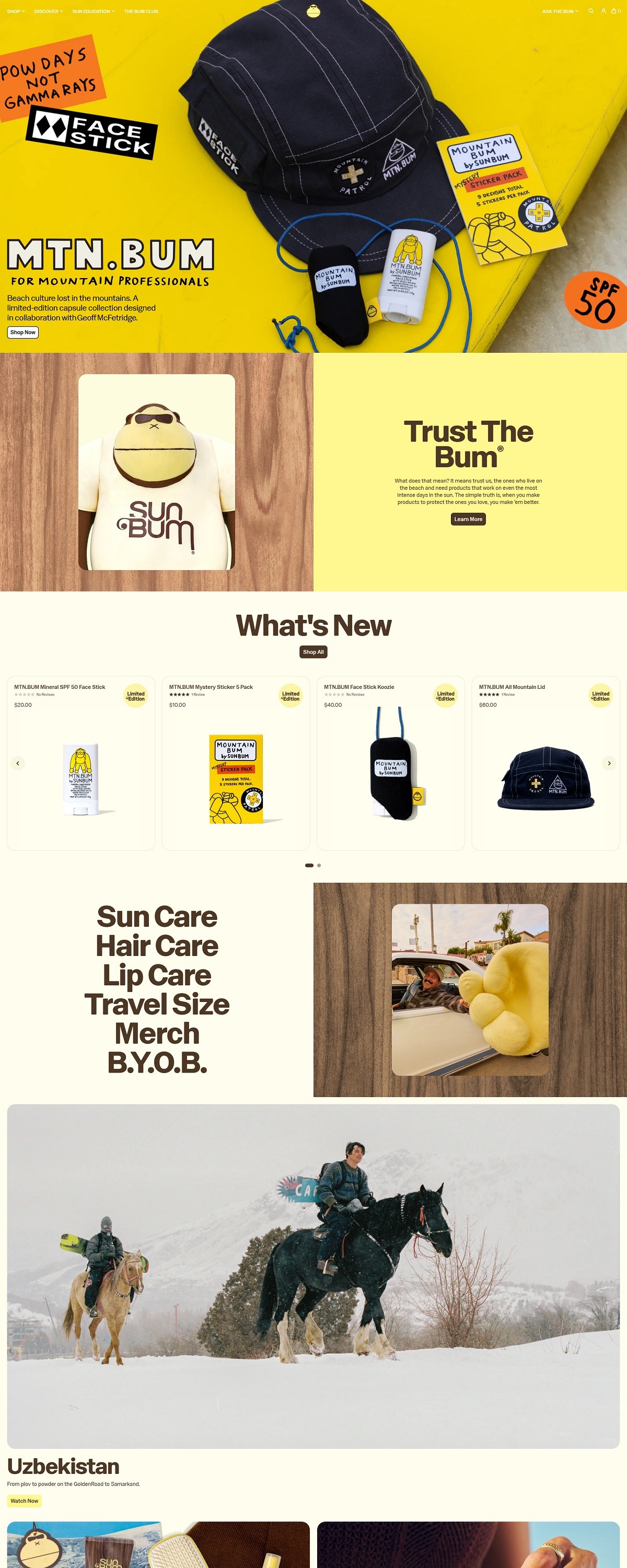 eCommerce website: Sun Bum