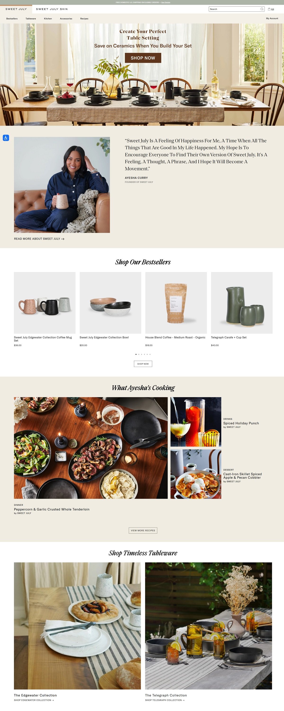 eCommerce website: Sweet July