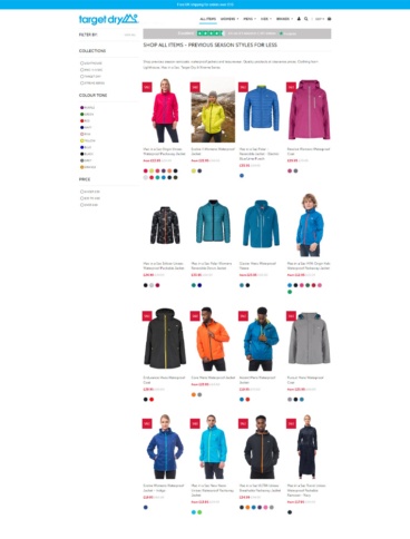 eCommerce website: Target Dry