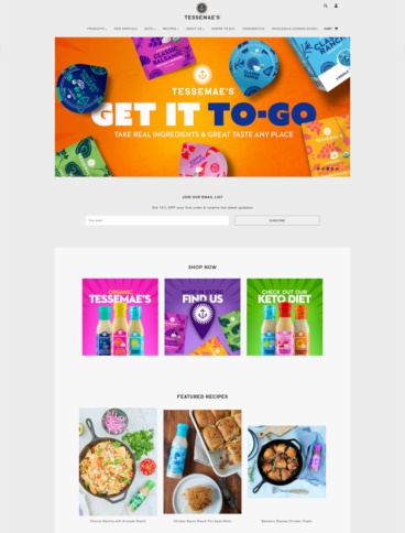 eCommerce website: Tessemae’s All Natural
