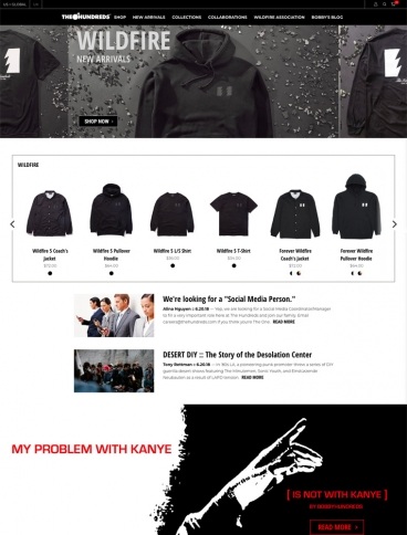 eCommerce website: The Hundreds