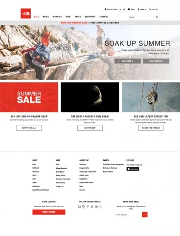 eCommerce website: The North Face