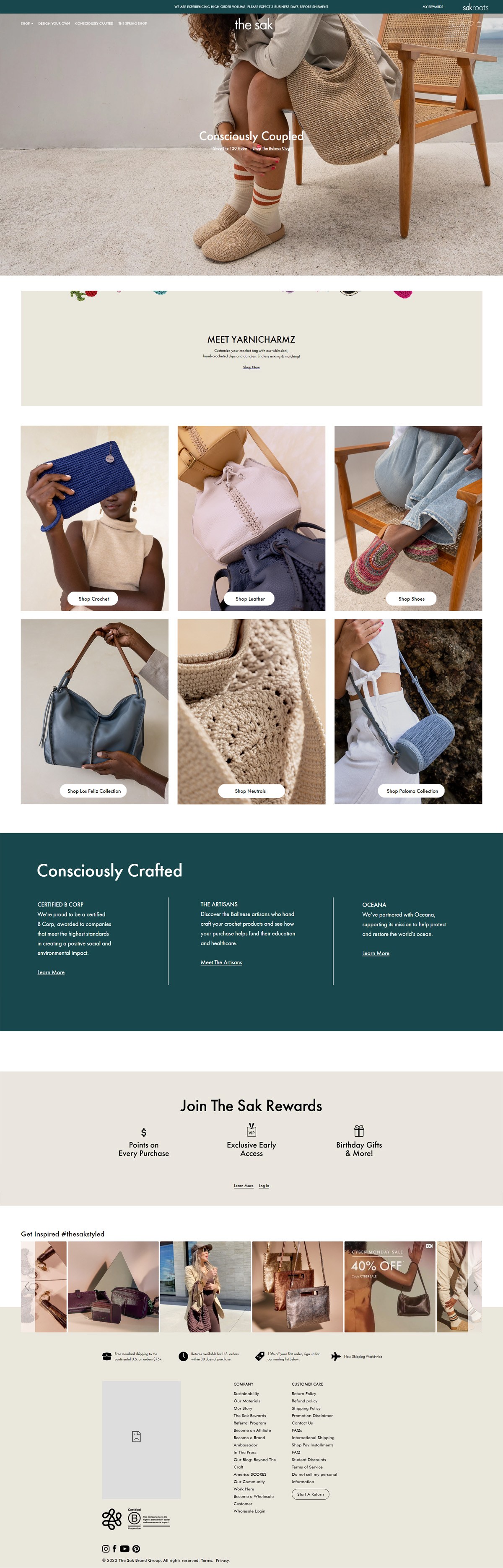 eCommerce website: The Sak