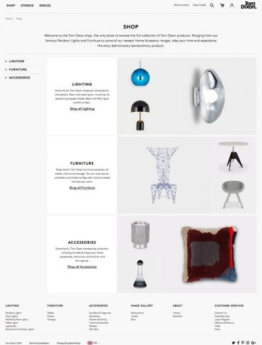eCommerce website: Tom Dixon Studio