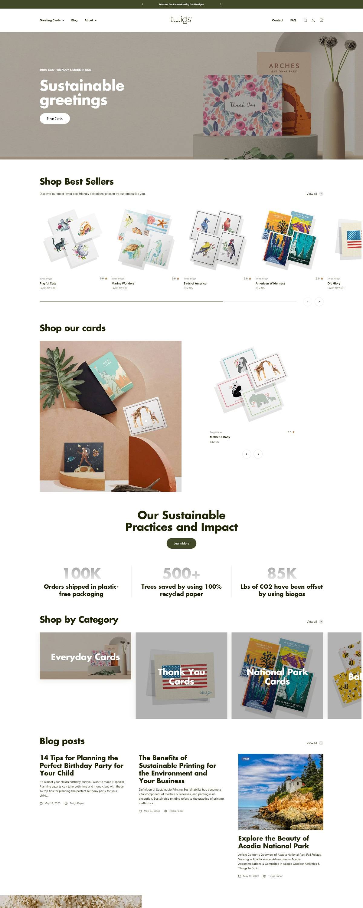 eCommerce website: Twigs Paper