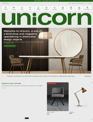 eCommerce website template: Unicorn