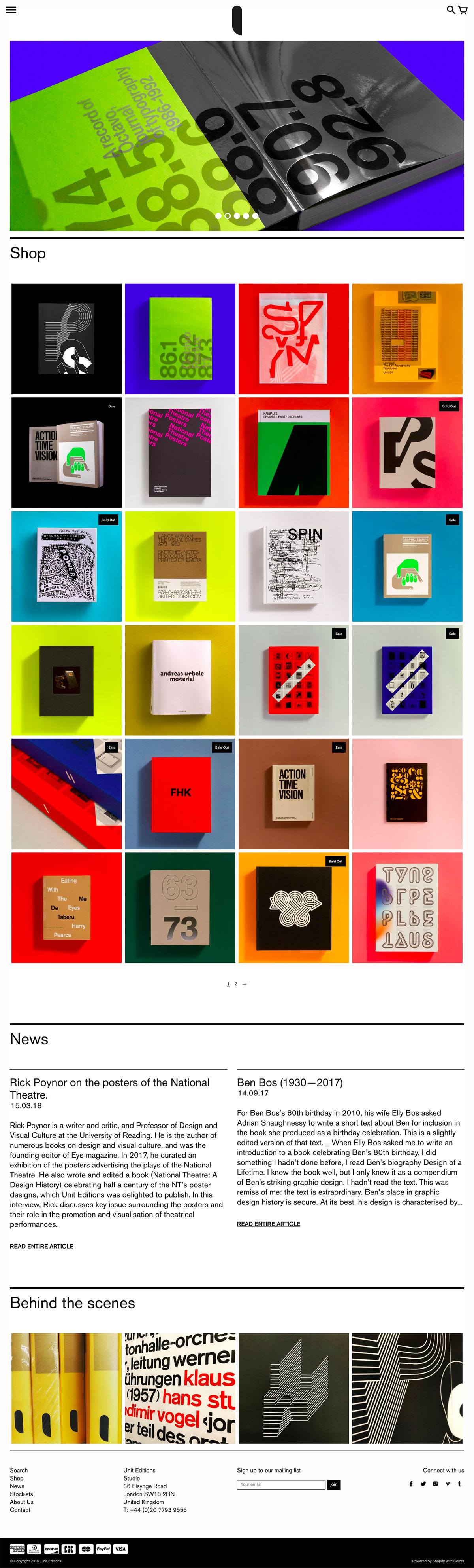 eCommerce website: Unit Editions