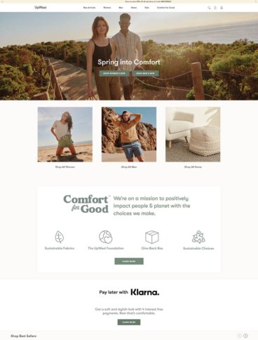 eCommerce website: UpWest