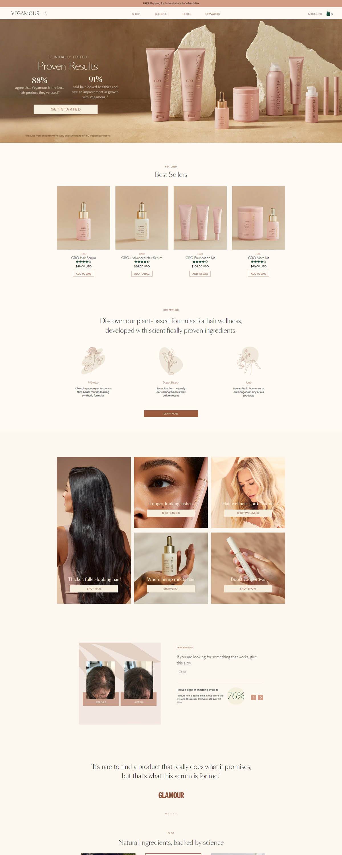 eCommerce website: Vegamour