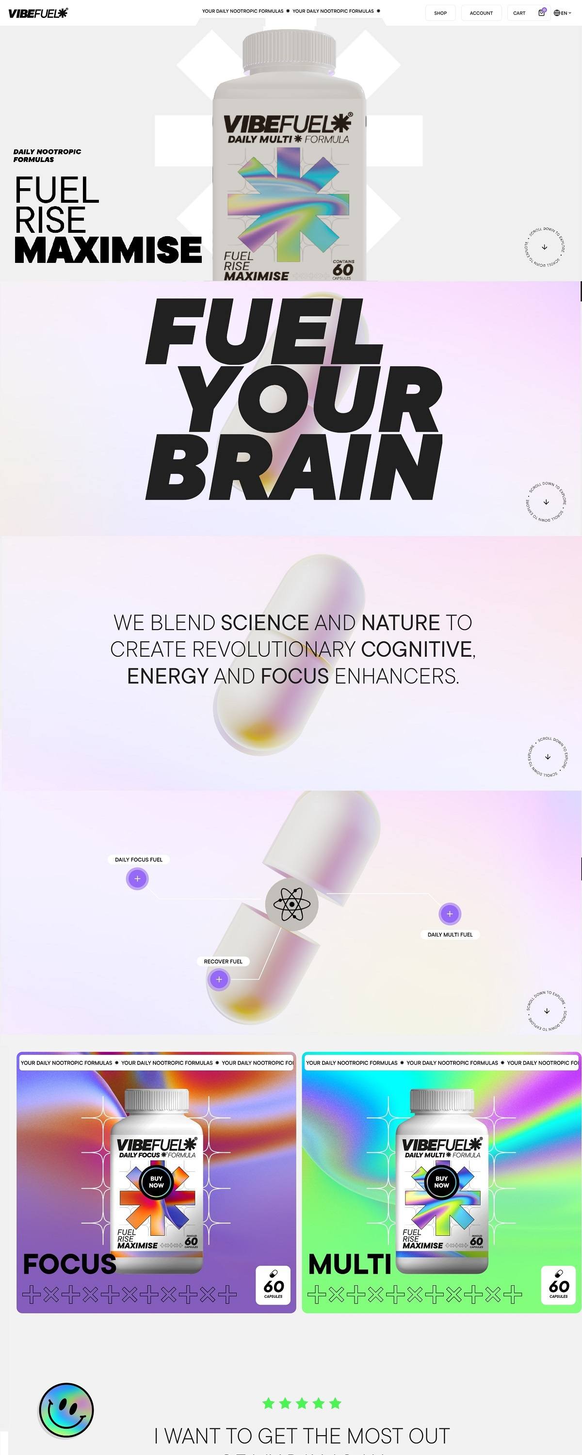 eCommerce website: VibeFuel