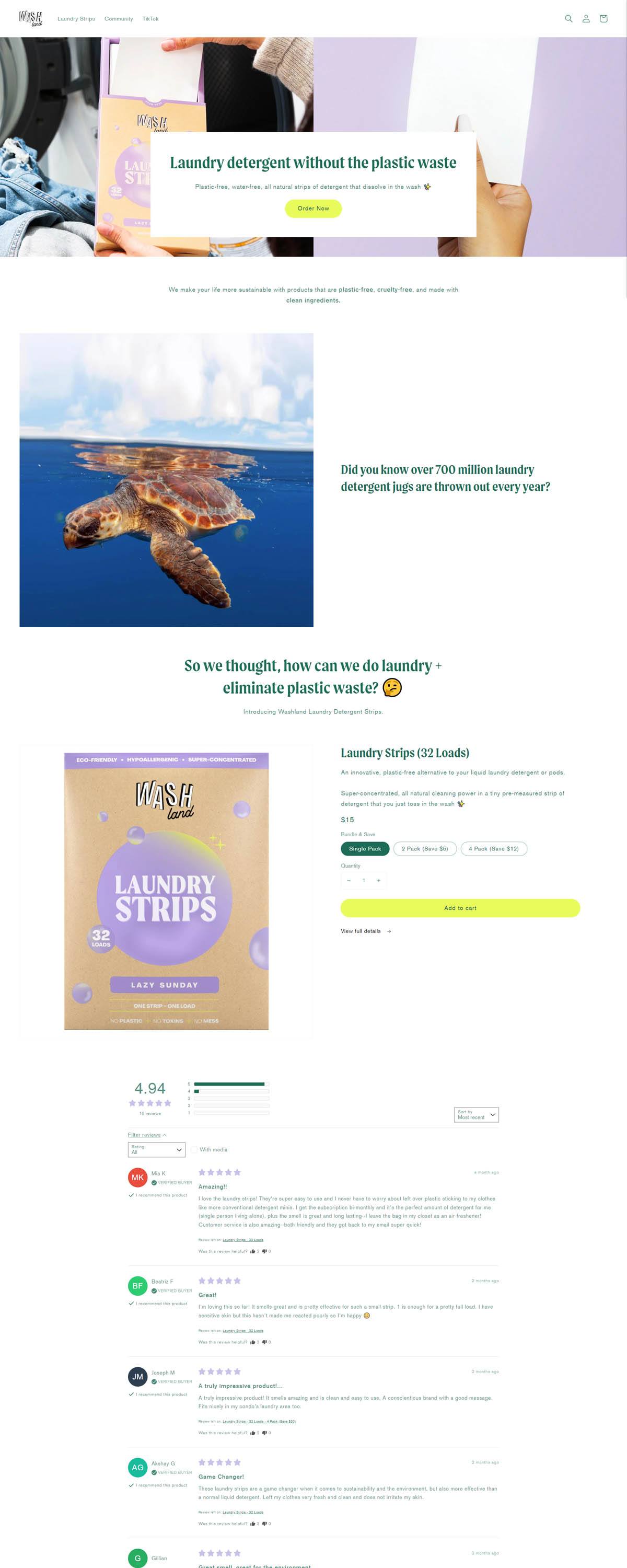 eCommerce website: Washland