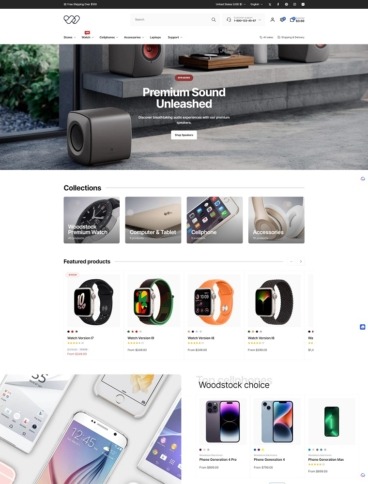eCommerce website template: Woodstock Shopify Theme