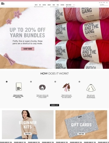 eCommerce website: Wool and The Gang
