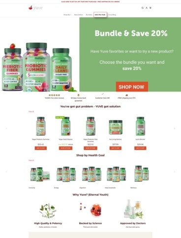 eCommerce website: Yuve