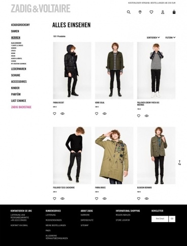 eCommerce website: Zadig and Voltaire