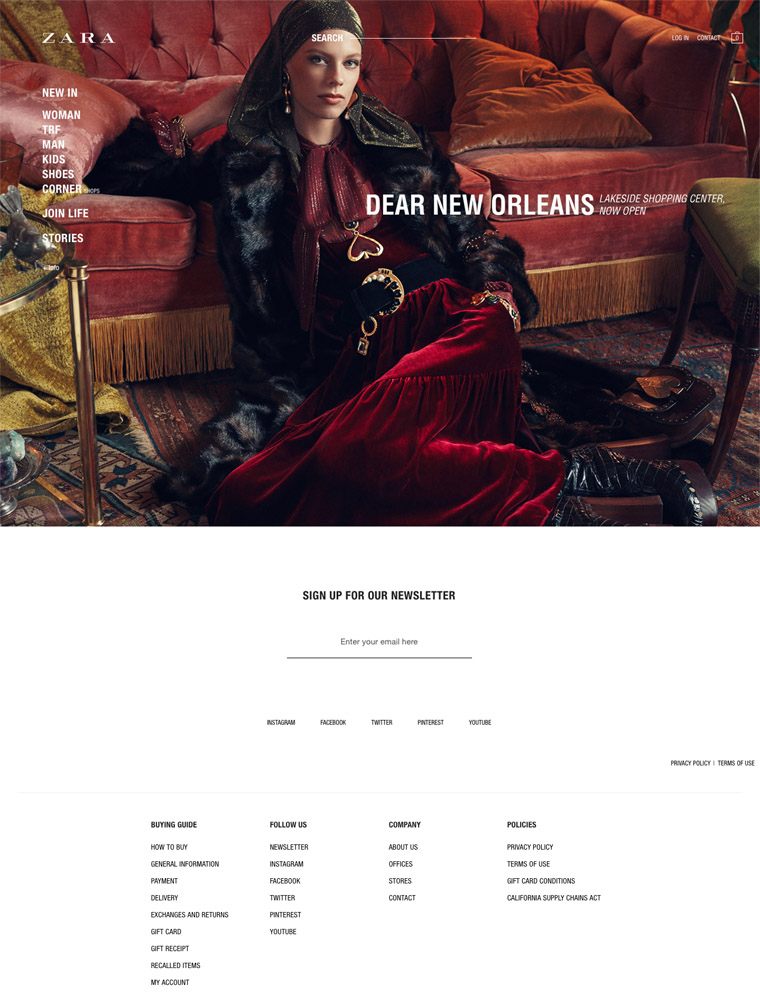 eCommerce website: Zara