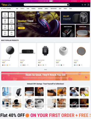 eCommerce website template: Starlite